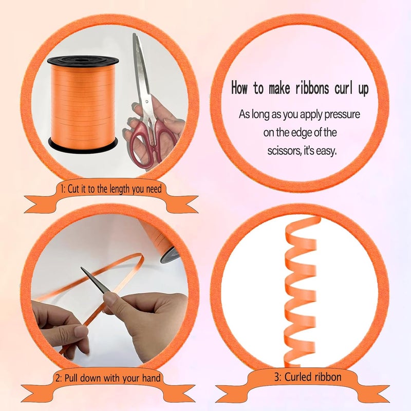 YCDMLJC Orange Curling Ribbon, 500 Yards Ribbons for Crafts,1/5 Inch Ribbon,Balloon String, Party Decoration,Ribbons for Florist Flower Bows for Graduation Supplies - Image 3
